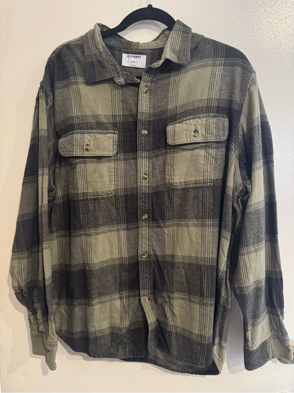 Old Navy Men's Olive Plaid Lightweight Shirt Jacket